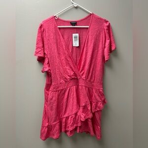 Torrid‎ Women’s Pink Cotton Modal Surplice Faux Wrap Top